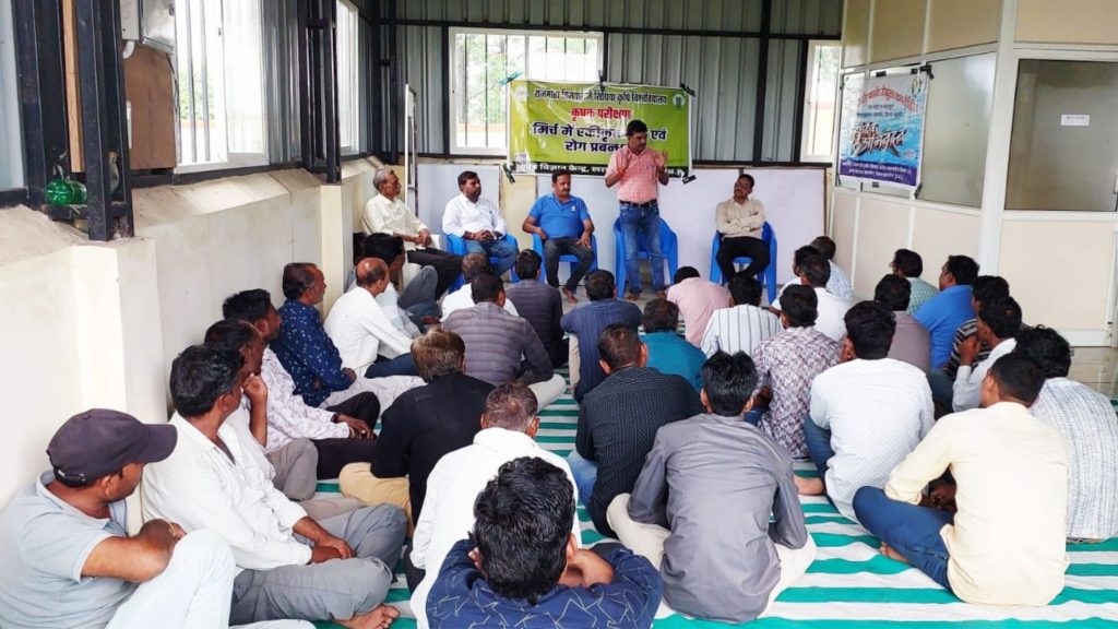 Training given on integrated pest and disease management in chilli crop in Mothapura