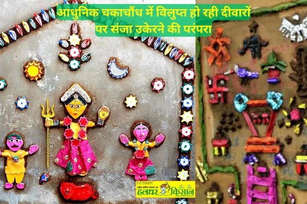 The tradition of carving Sanjha on walls is vanishing in the modern glare